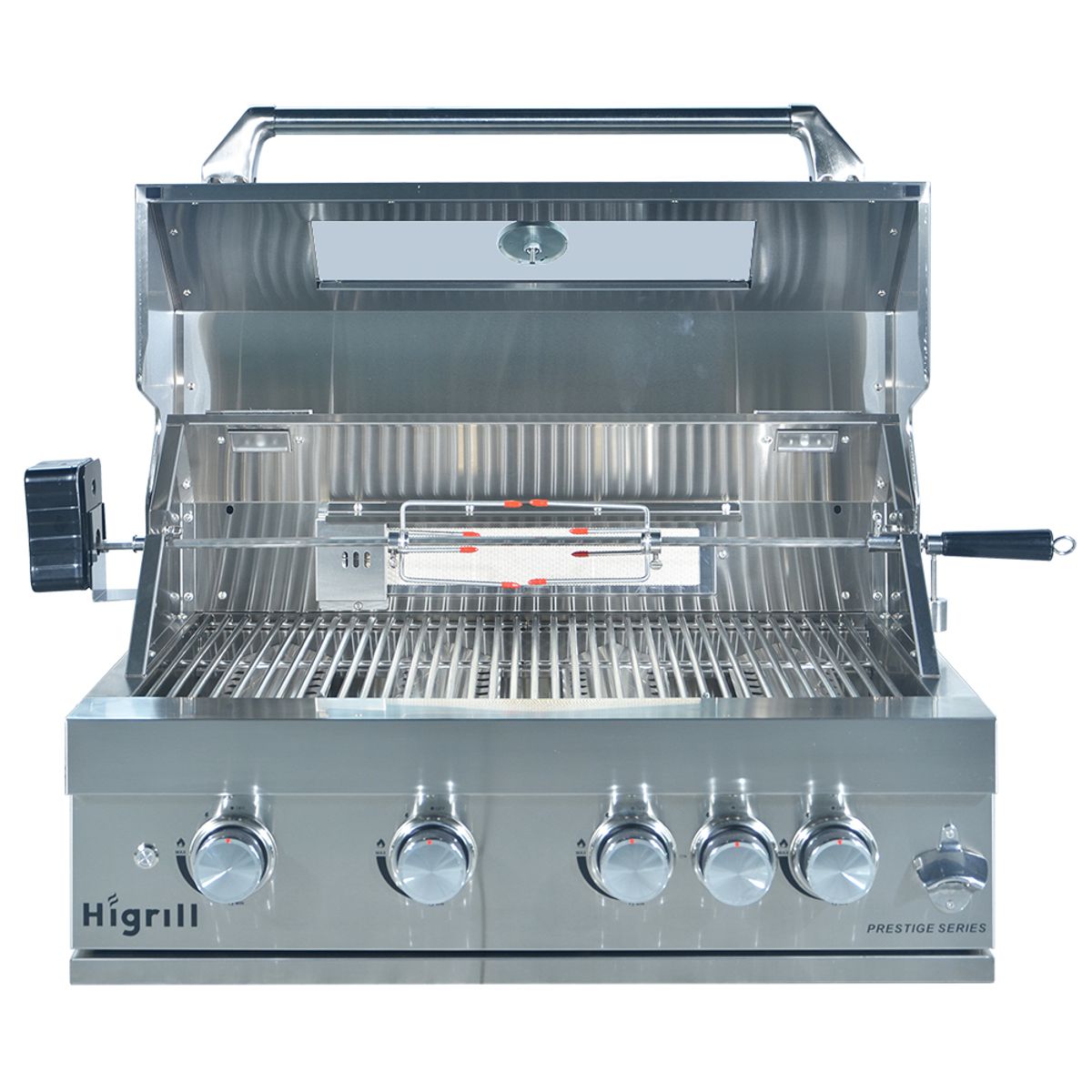 HIGRILL - Parrilla A Gas Y Carbón Empotrable 5 Quemadores Acero Inoxidable