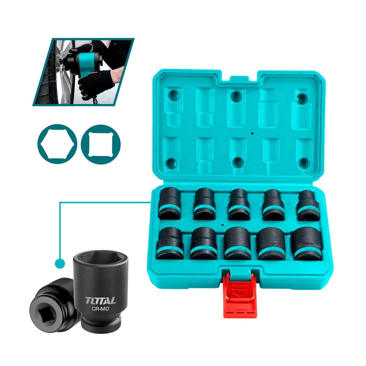 TOTAL TOOLS - Set Dados De Impacto De 1/2' 10 Piezas Total - Thistd12101