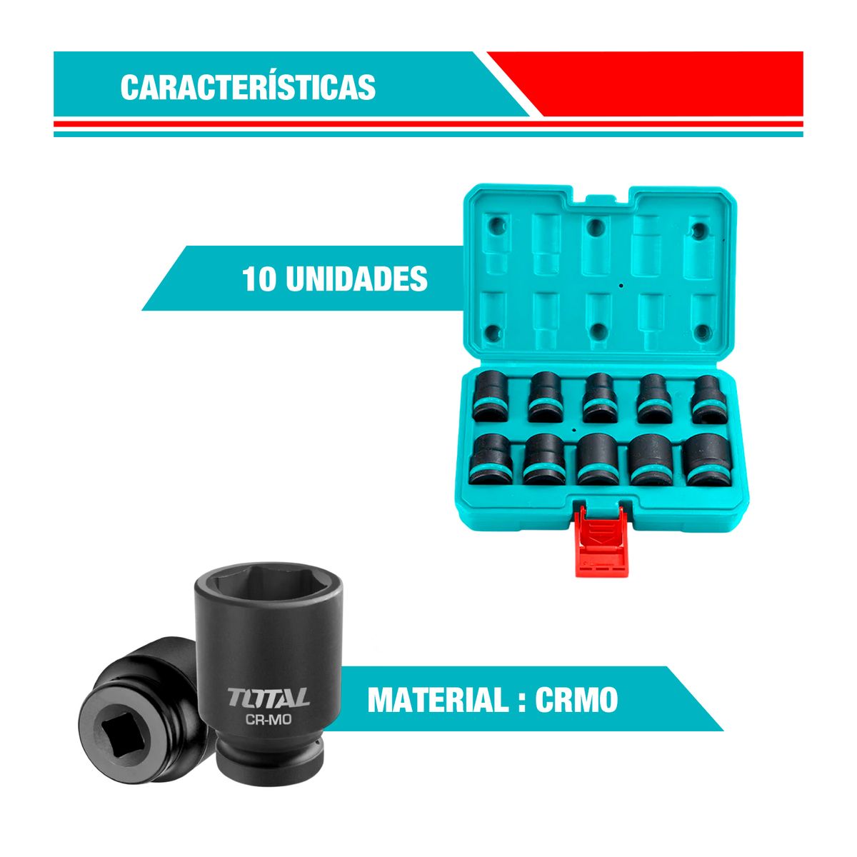 TOTAL TOOLS - Set Dados De Impacto De 1/2' 10 Piezas Total - Thistd12101