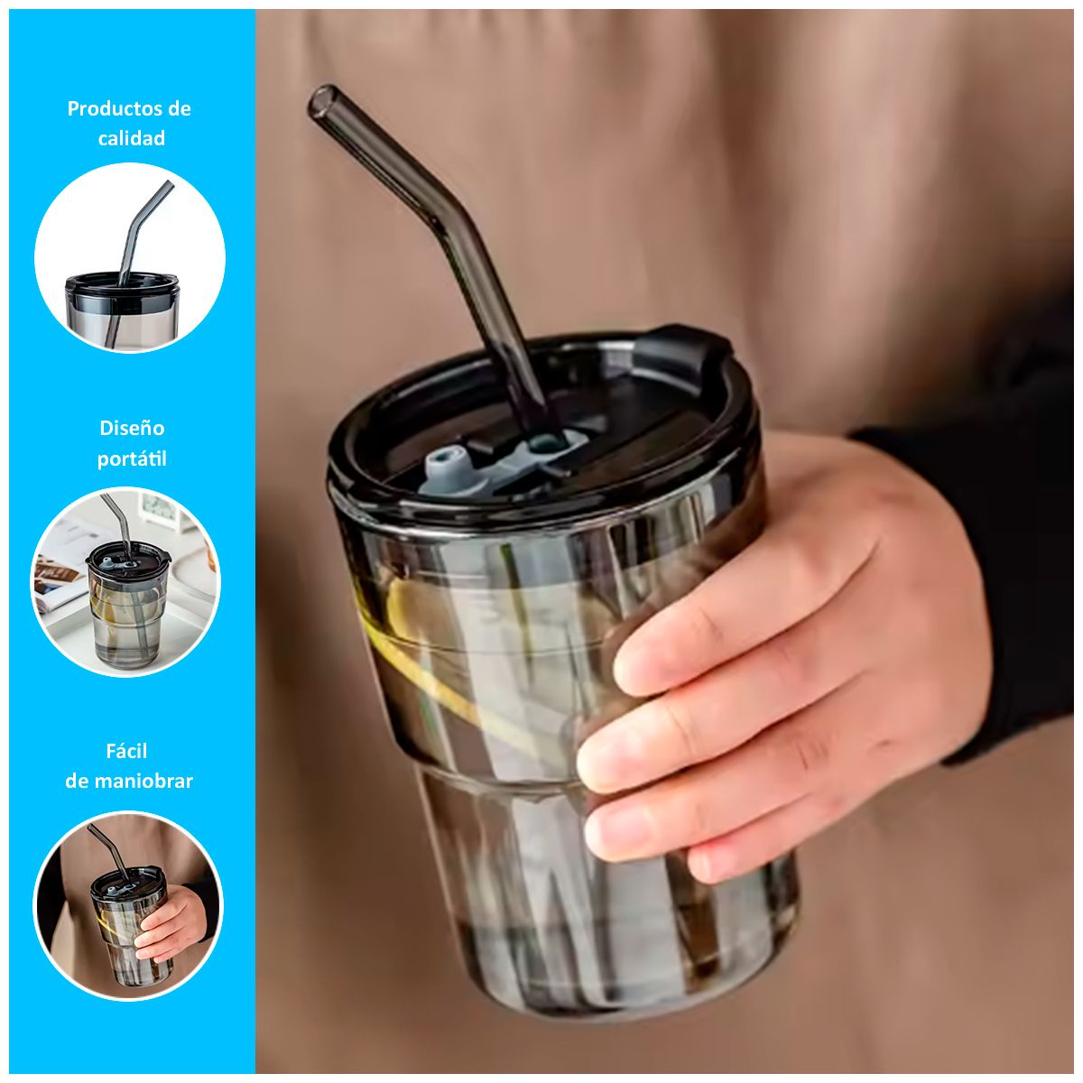 GENERICO - Taza de vidrio de alta calidad Negro