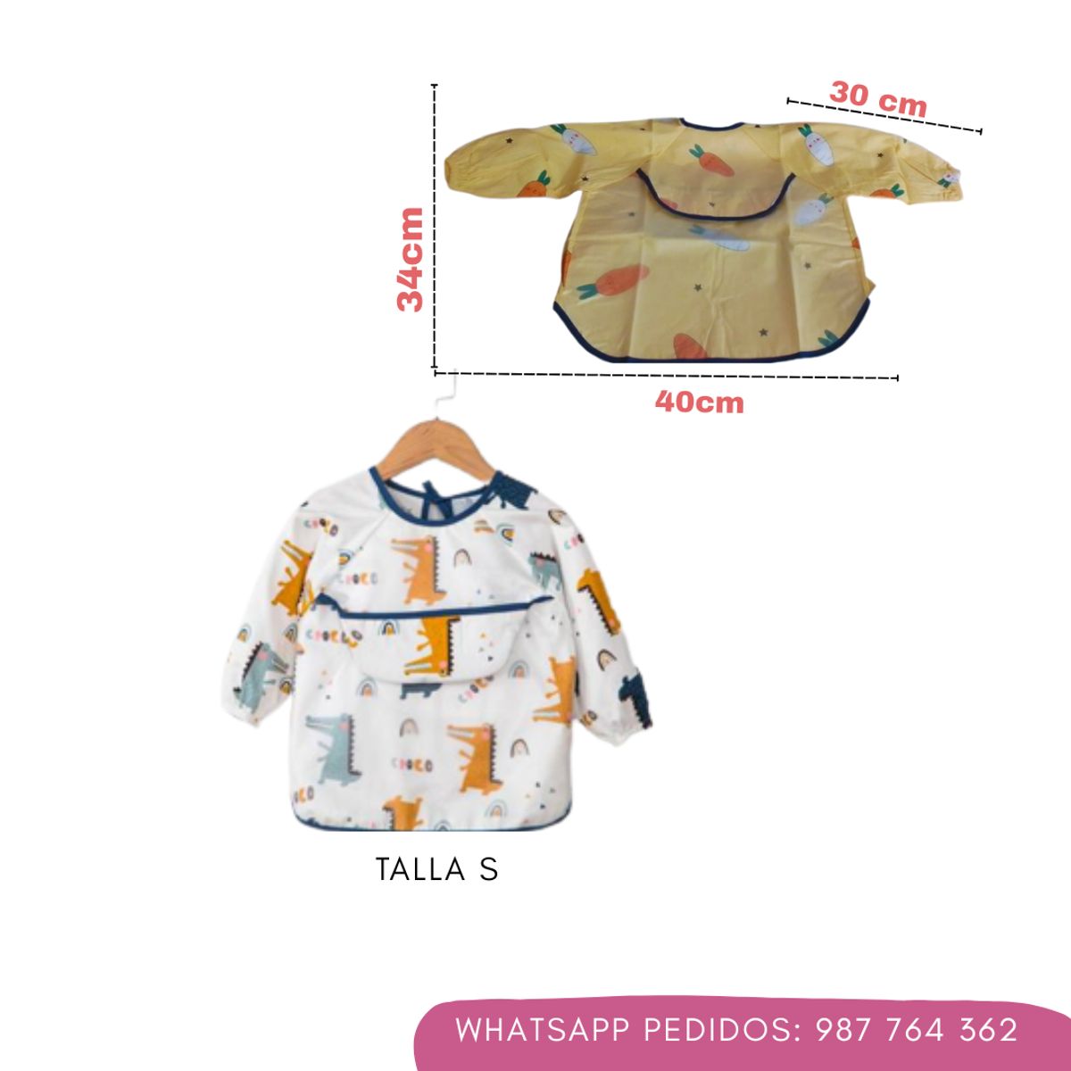 GENERICO - Babero Impermeable Manga Larga