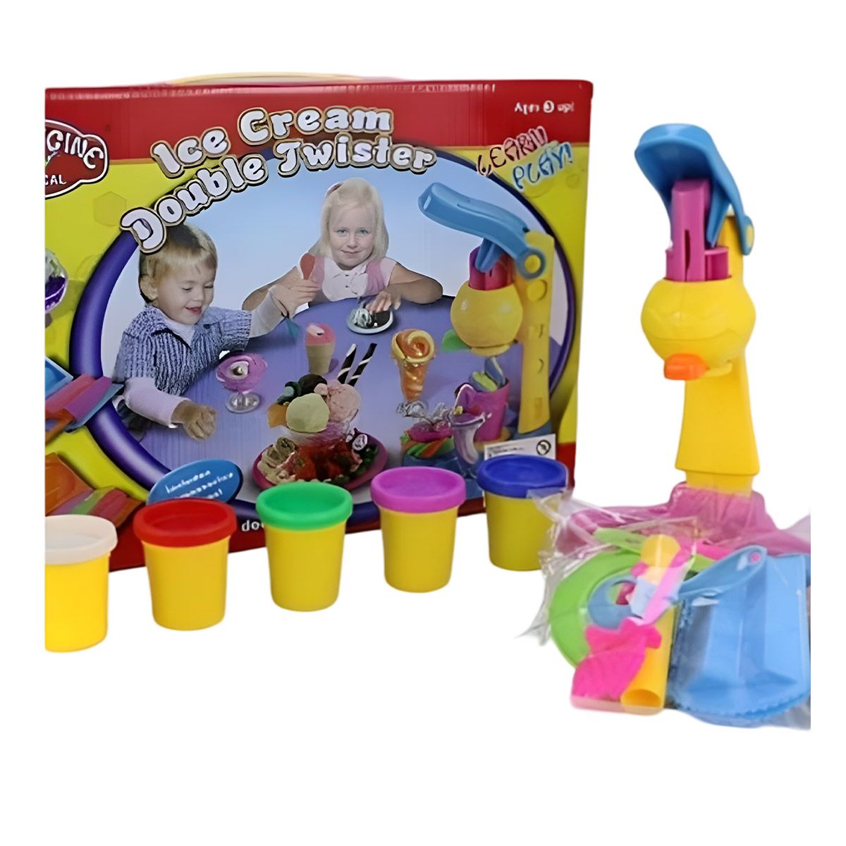 GENERICO - Pack6 Juego de Plastilina con Maquina de Helado Amarillo