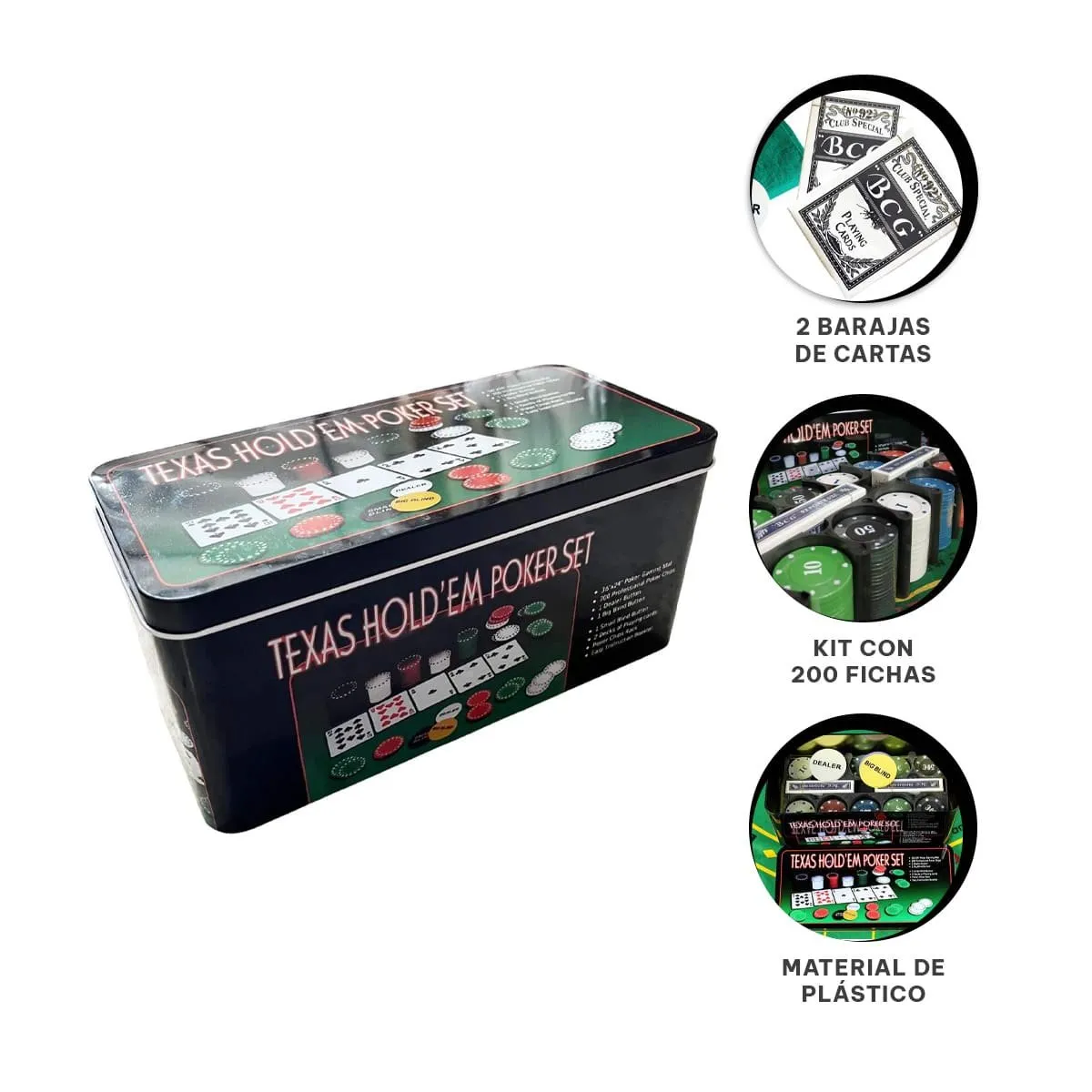 RYBIU IMPORT - Juego de Poker para Multijugadores con 200 fichas