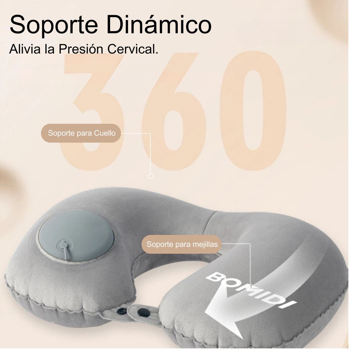 BOMIDI - Almohada De Cuello Inflable Bomidi U02 Gris