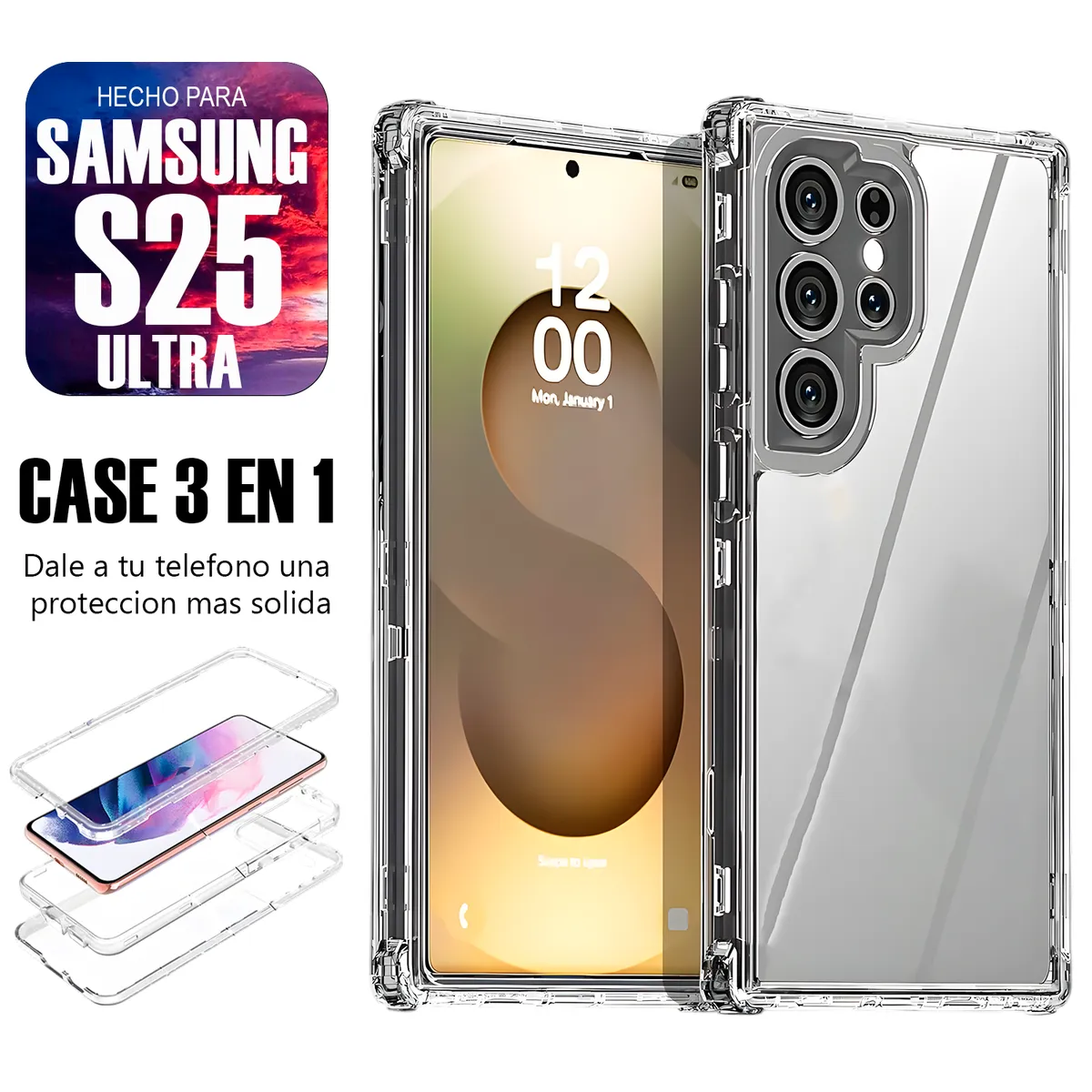 ASIA IMPORT - Case Triple es 3 en 1 Para Samsung S25 Ultra