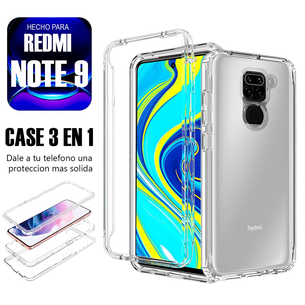 ASIA IMPORT - Case Triple es 3 en 1 Para Redmi Note 9
