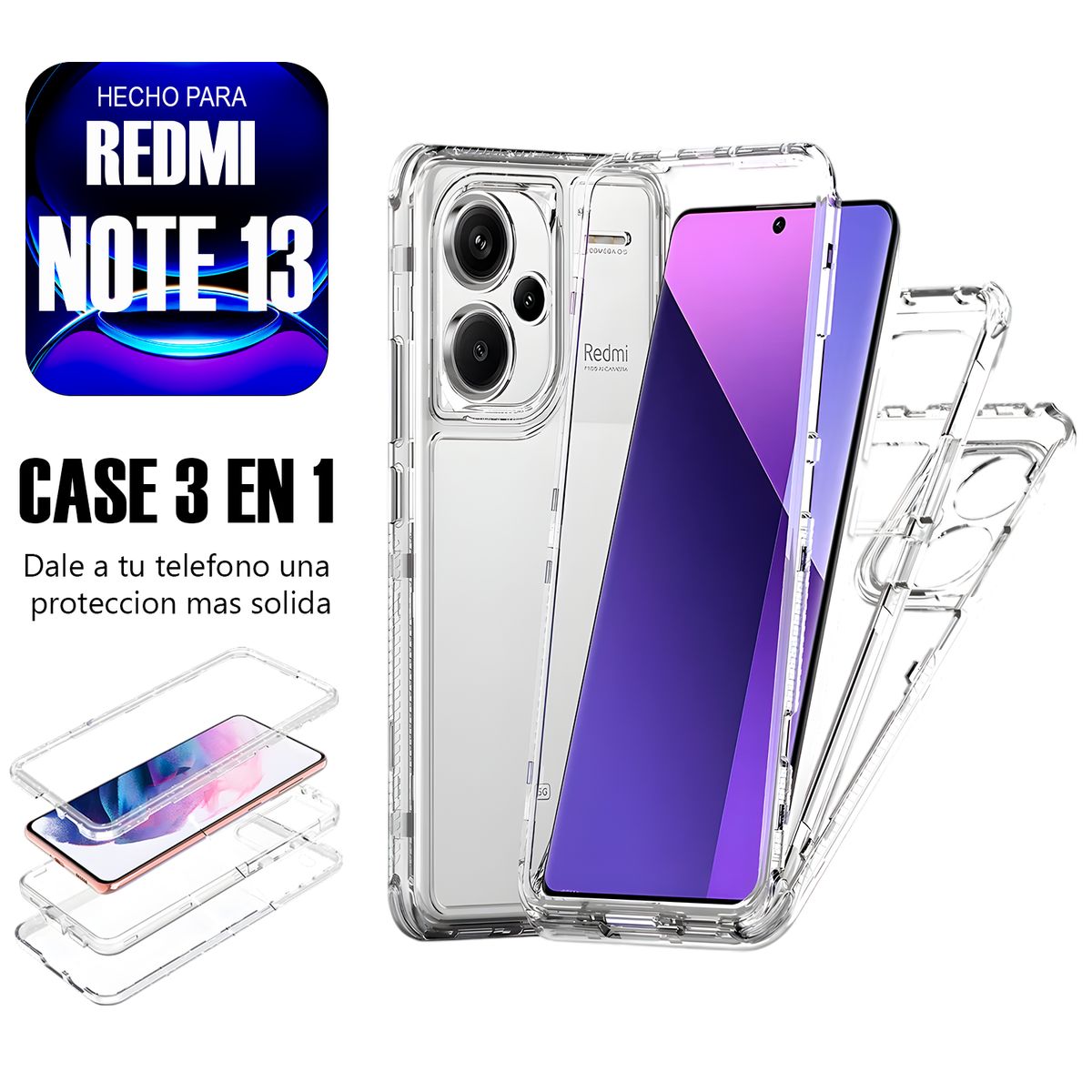 ASIA IMPORT - Case Triple es 3 en 1 Para Redmi Note 13