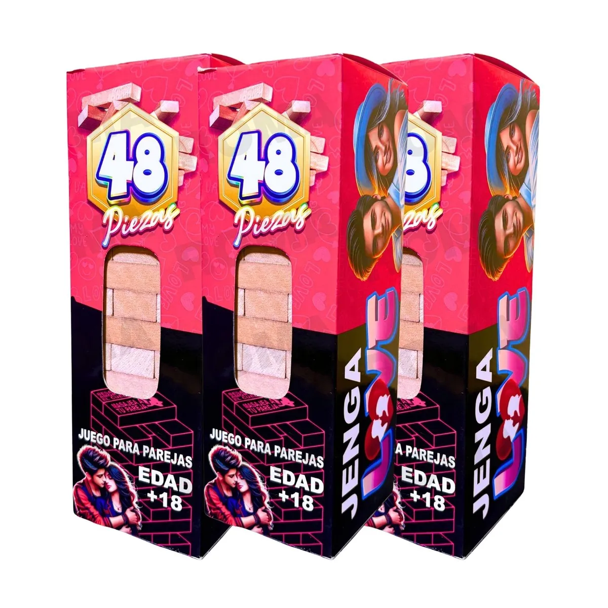 GENERICO - PACK 3 JENGA PAREJAS - JENGA DEL AMOR - JENGA PARA ADULTOS