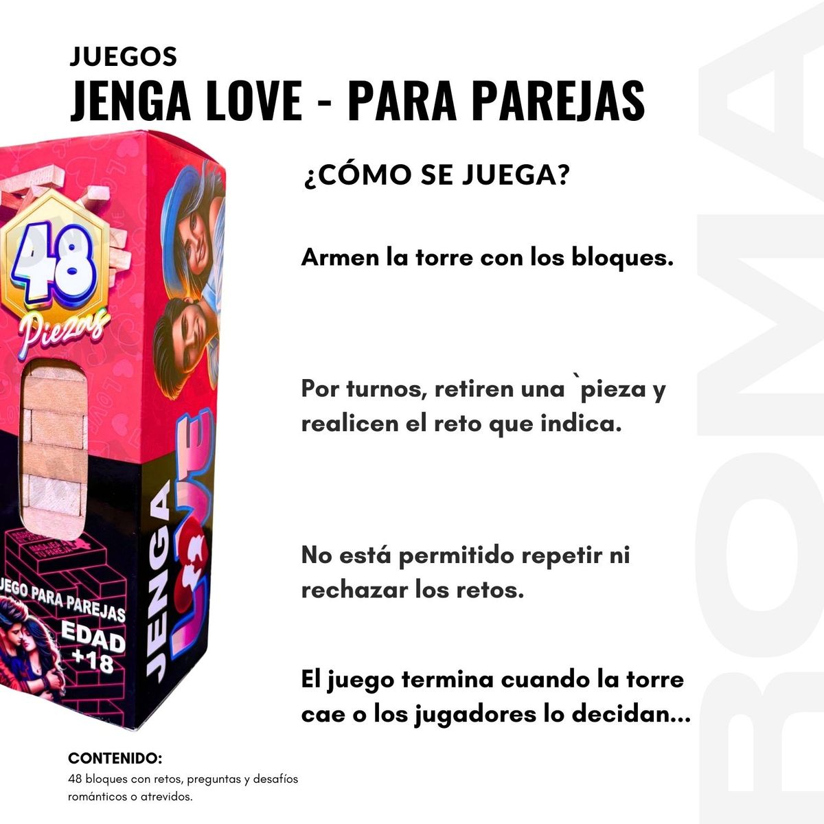 GENERICO - PACK 3 JENGA PAREJAS - JENGA DEL AMOR - JENGA PARA ADULTOS