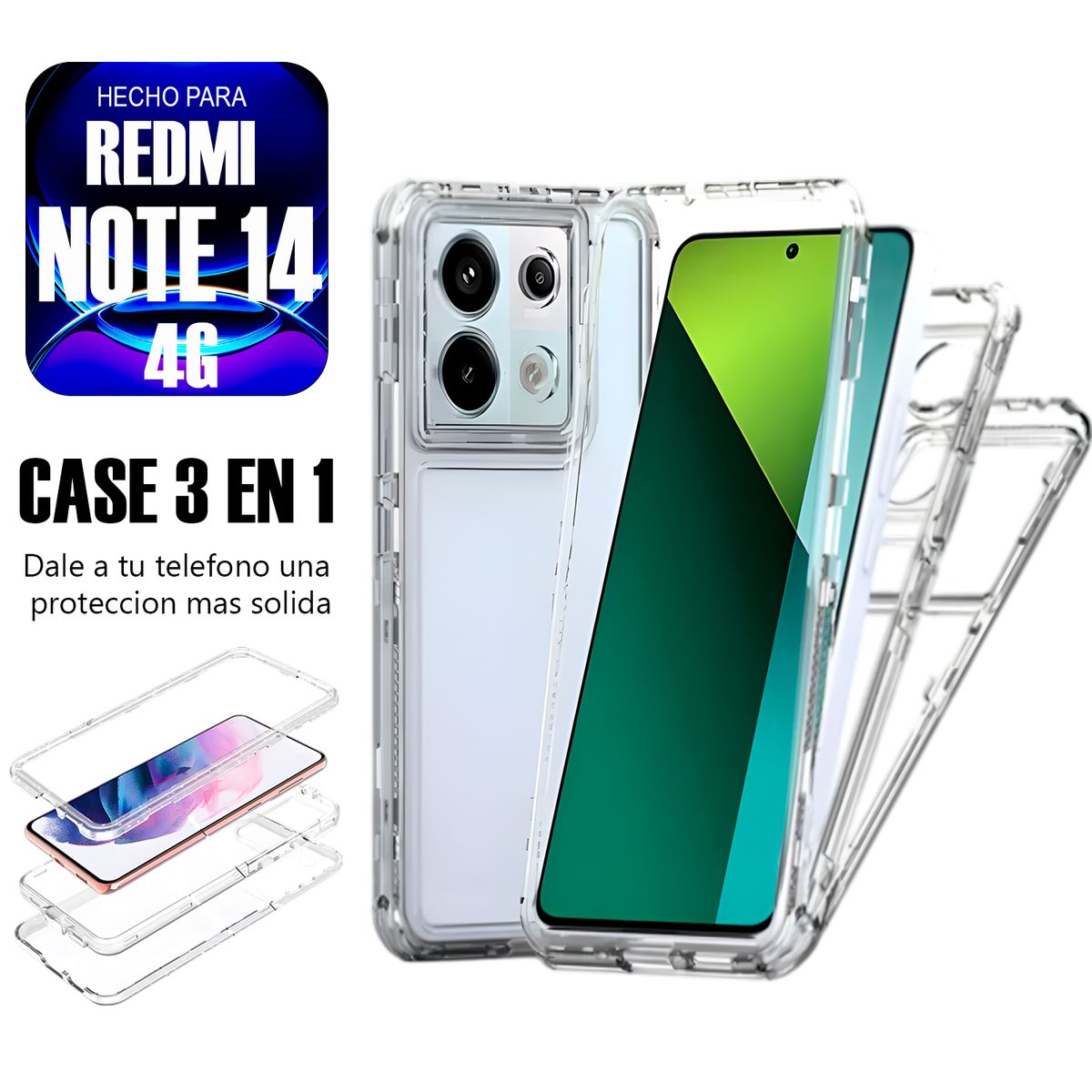 ASIA IMPORT - Case Triple es 3 en 1 Para Redmi Note 14 4G