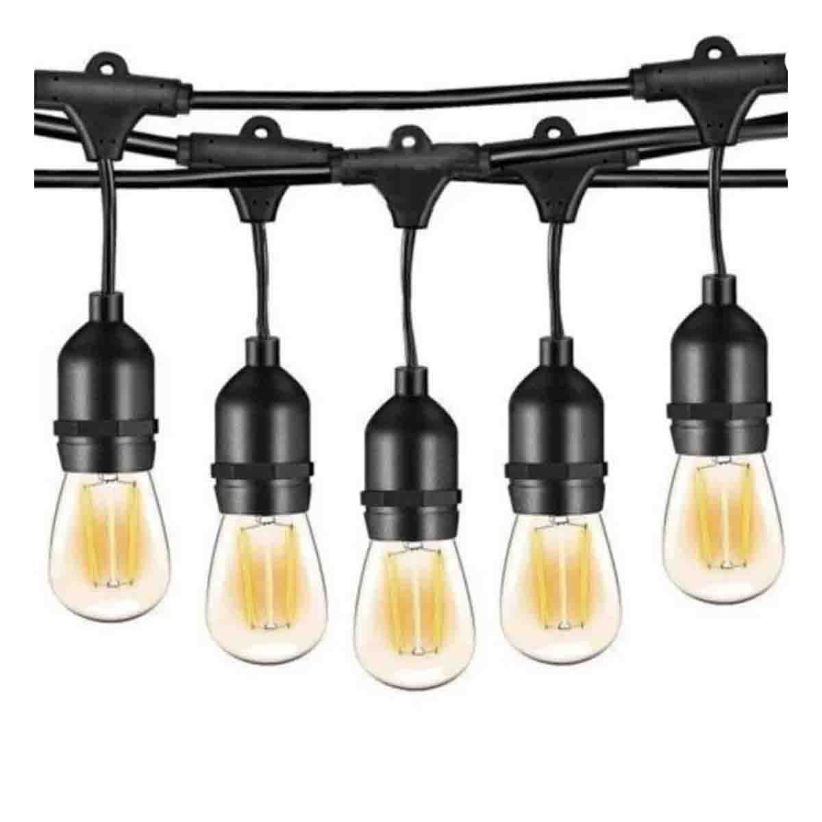 GENERICO - Pack2 Guirnalda para 10 Bombillas de 5 Metros en Color Negro