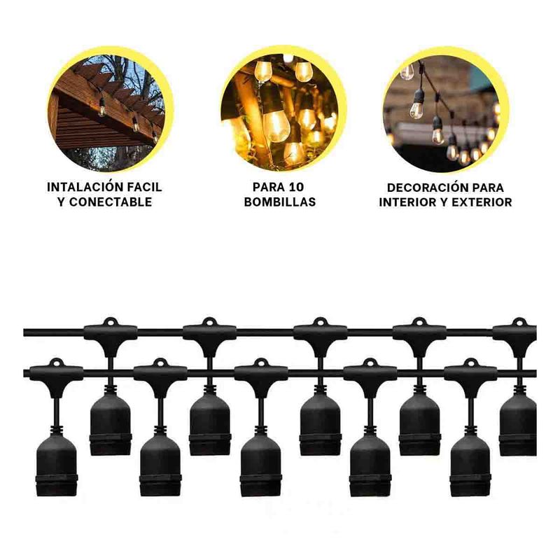 GENERICO - Pack2 Guirnalda Luminaria para 10 Focos Ne Y+Regalo Stickers