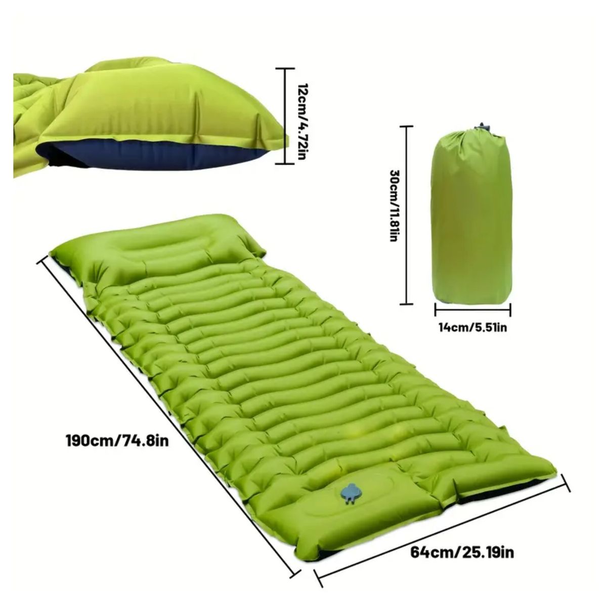 GENERICO - Colchoneta Inflable Grueso Ligero Acampar en Tierra Fría