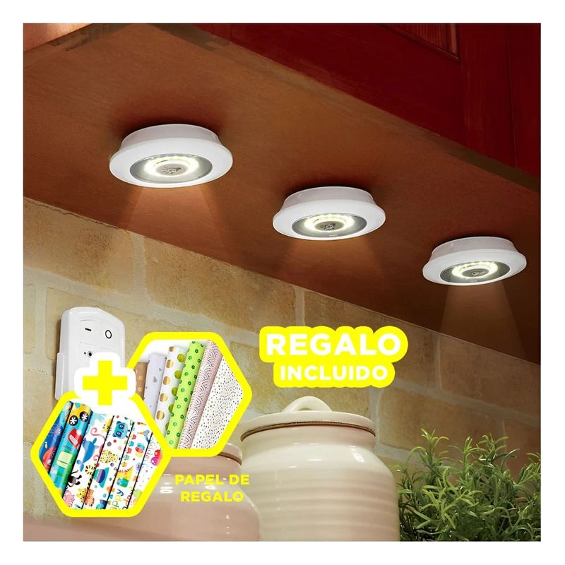 GENERICO - Set de 3 Luces Led para Salas Blanco Y+Regalo Stickers