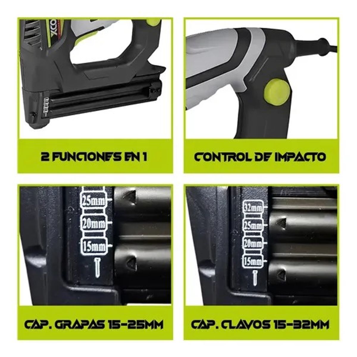 XCORT - Clavadora Grapadora 2 En 1 Eléctrica 18Ga
