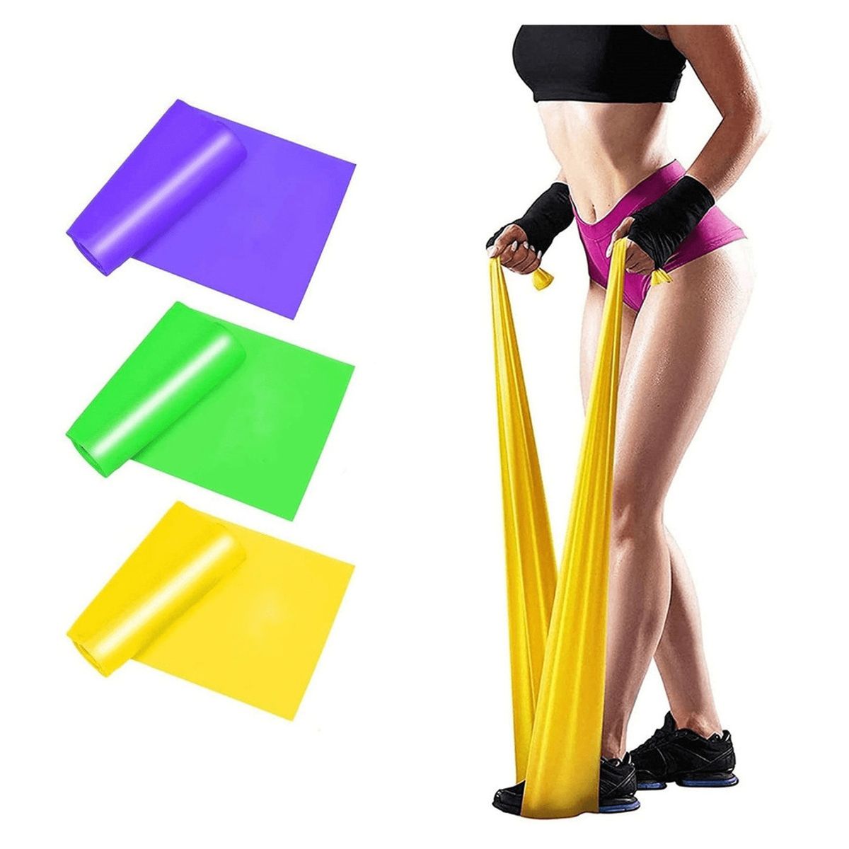 ALPHA GYM - Set de 3 Bandas elásticas abiertas por niveles para yoga