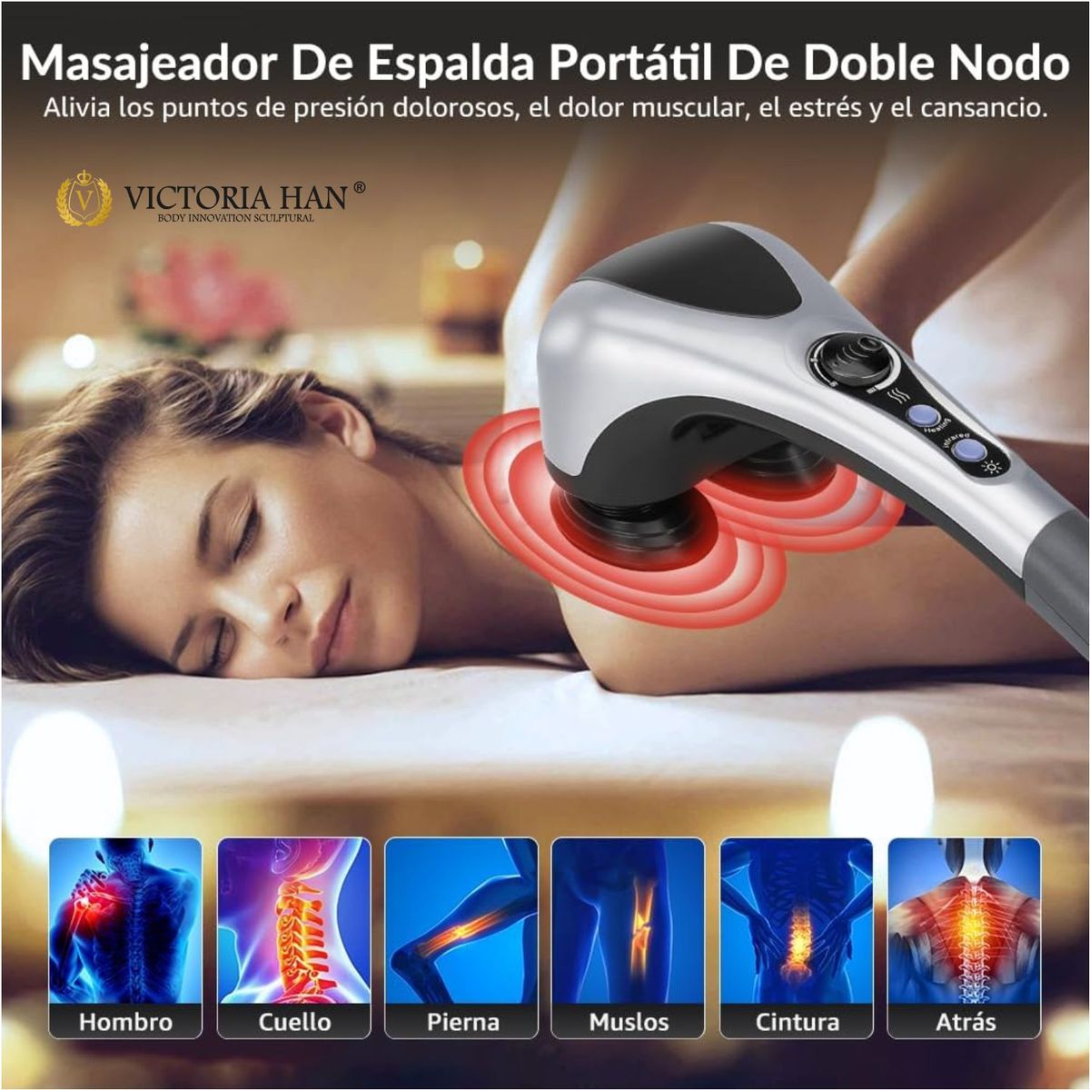 VICTORIA - Masajeador Corporal Eléctrico Con Doble Cabezal Infrarrojo