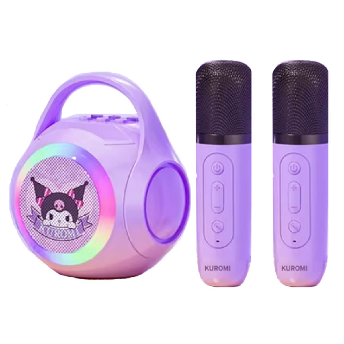 OVOTOUMI - Kuromi 3 IN 1 LED charging BT karaoke speaker y 2 microphones-Morado