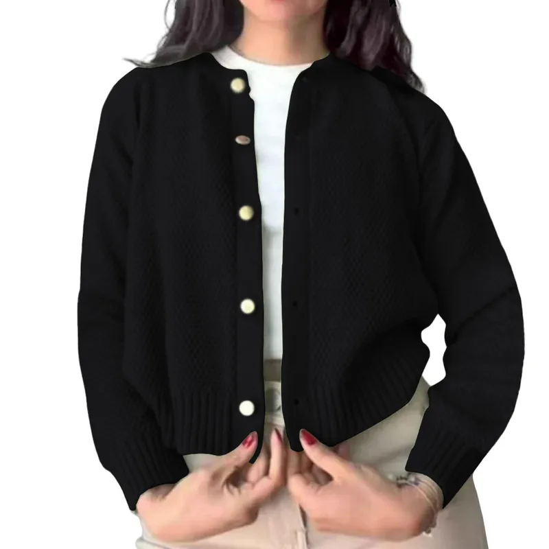 GENERICO - Chompa Mujer Hilo Botones Mlarga Melody 359G-24 Color Negro