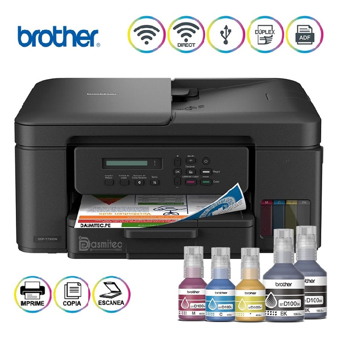 BROTHER - Impresora Brother DCP-T730DW Multifuncional Dúplex Wifi