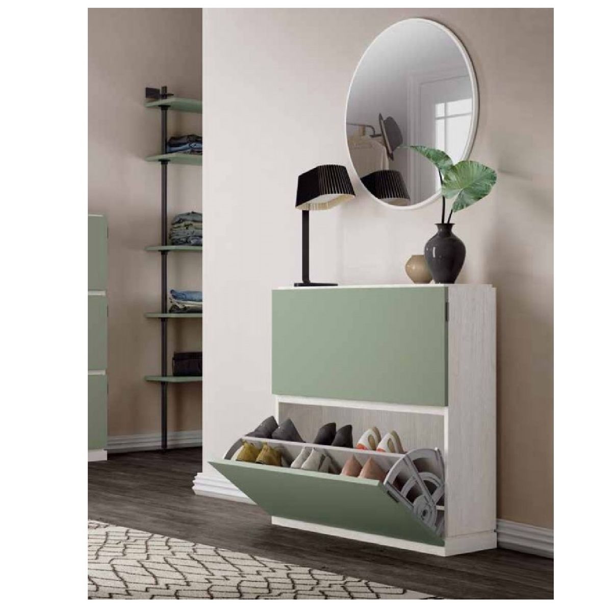 TU MESITA - Zapatera Clásica Robinson 2 puertas color BlancoAgave TU MESITA