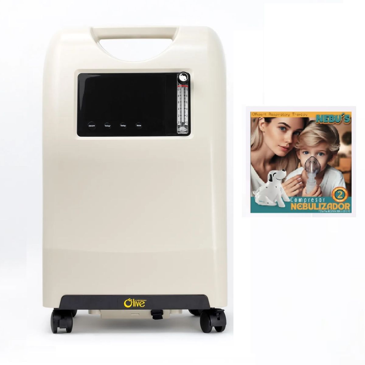 OLIVE - CONCENTRADOR DE OXIGENO UN FLUJO OLIVE 10L + NEBULIZADOR