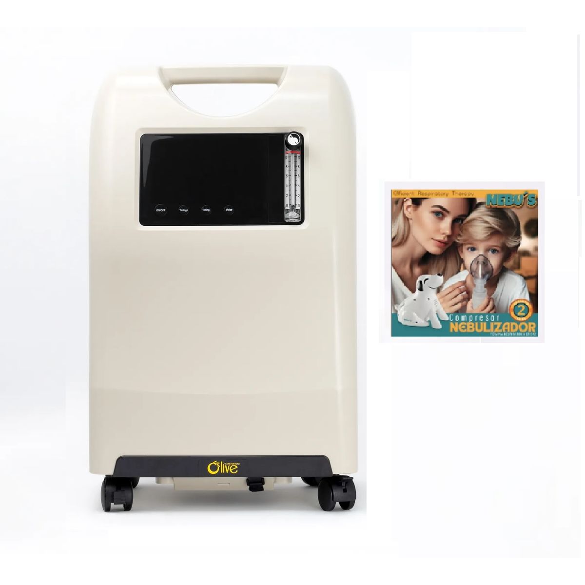 OLIVE - CONCENTRADOR DE OXIGENO UN FLUJO OLIVE 10L + NEBULIZADOR