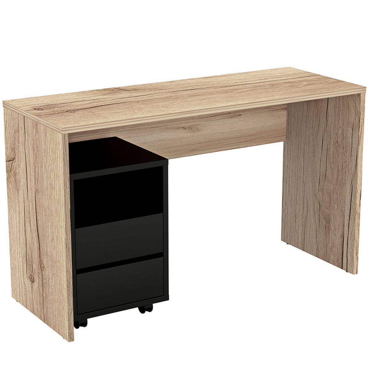 STARHOME - Escritorio Moderno Starhome Lunexa con Cajonera Rodante Duna y Negro 135 cm