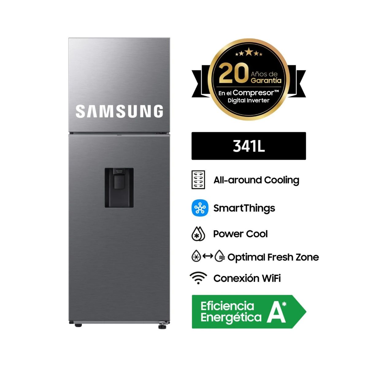 SAMSUNG - Refrigeradora Samsung Top Mount 341Lt RT35DG5720S9PE Silver