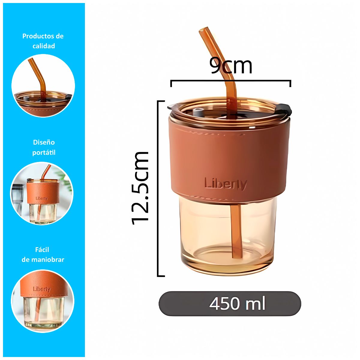 GENERICO - Vaso Premium de Vidrio para Infusión Caramelo