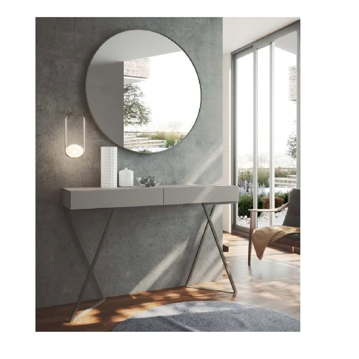 TU MESITA - Consola Moderna Everest 2 cajones color Gris claro TU MESITA