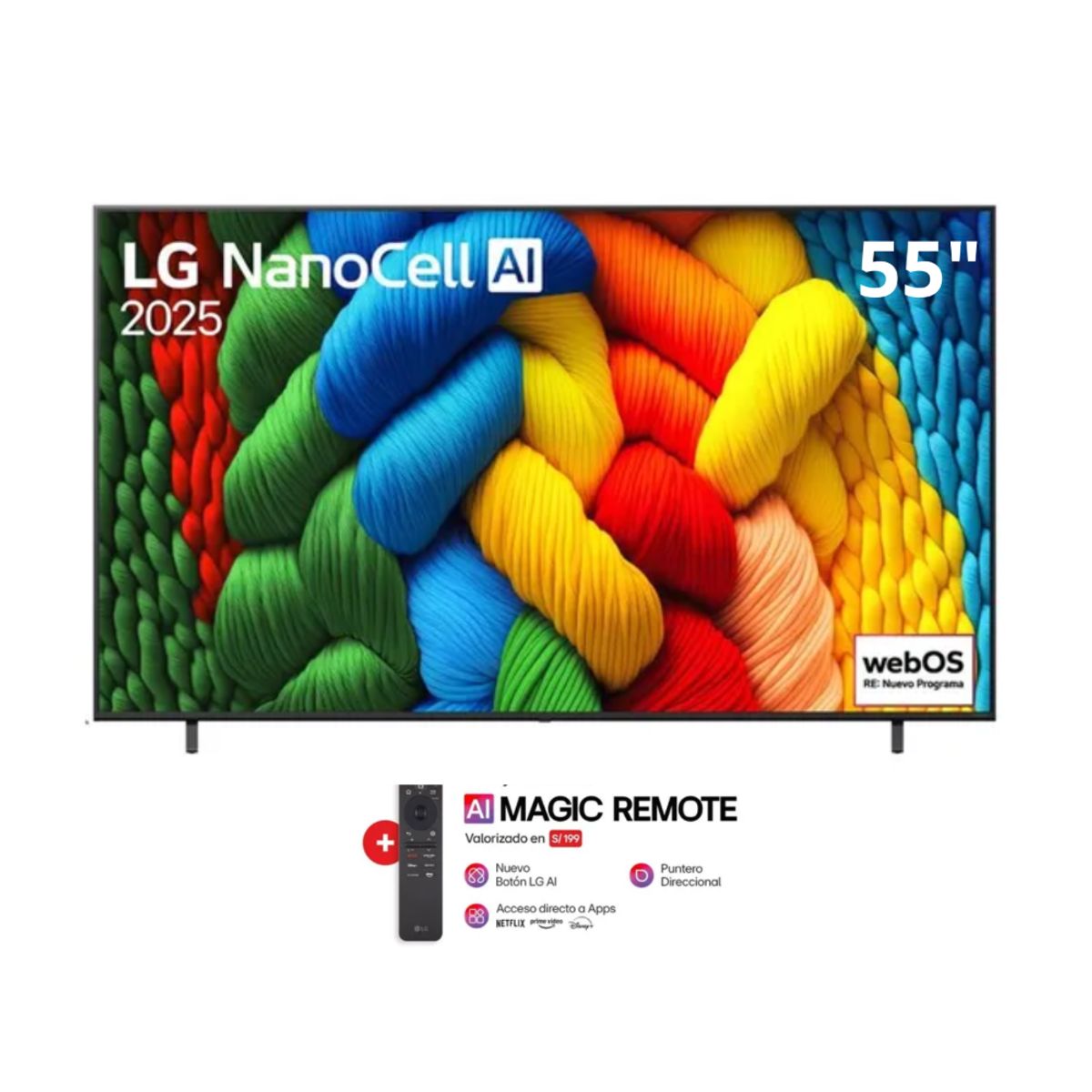 LG - TELEVISOR LG NANOCELL SMART TV 4K THINQ AI 55NANO80ASA 2025