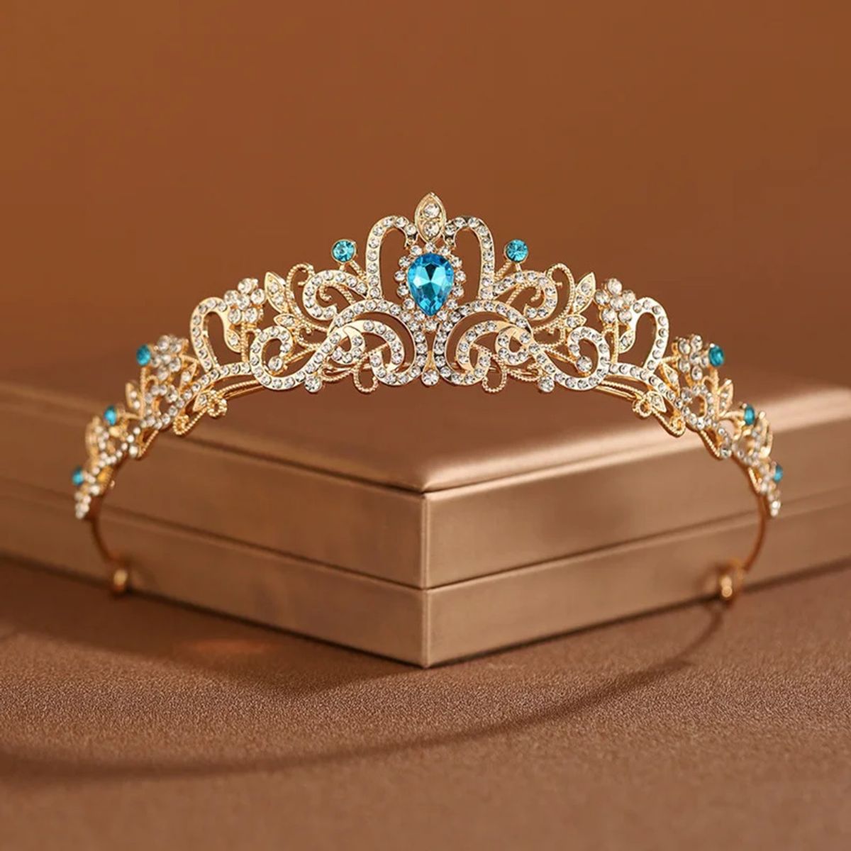 GENERICO - CORONA  PARA NIÑA ELEGANTE PARA FIESTA- CELESTE