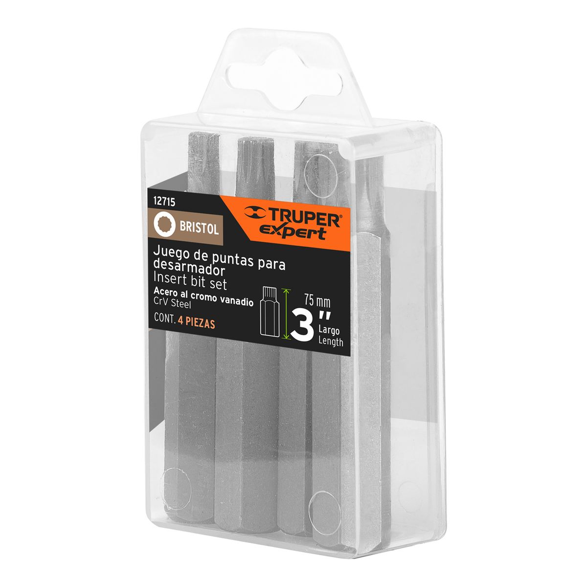TRUPER - Puntas brístol Juego de 4 piezas largo 3" Truper Expert