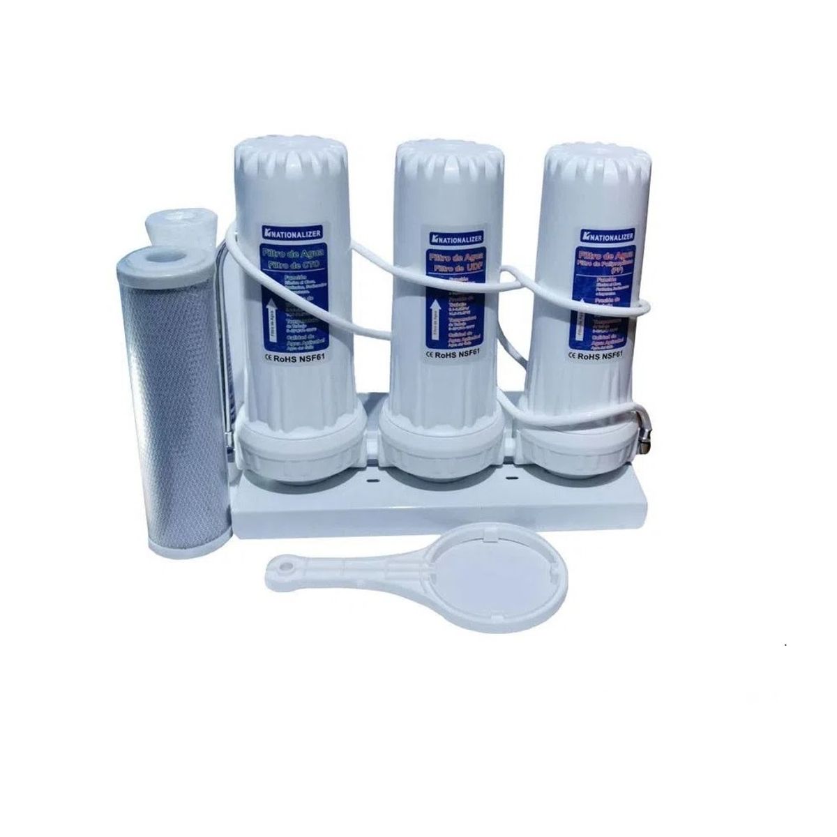 NATIONALIZER - Filtro de agua purificador Nationalizer triple Blanco mas repuesto