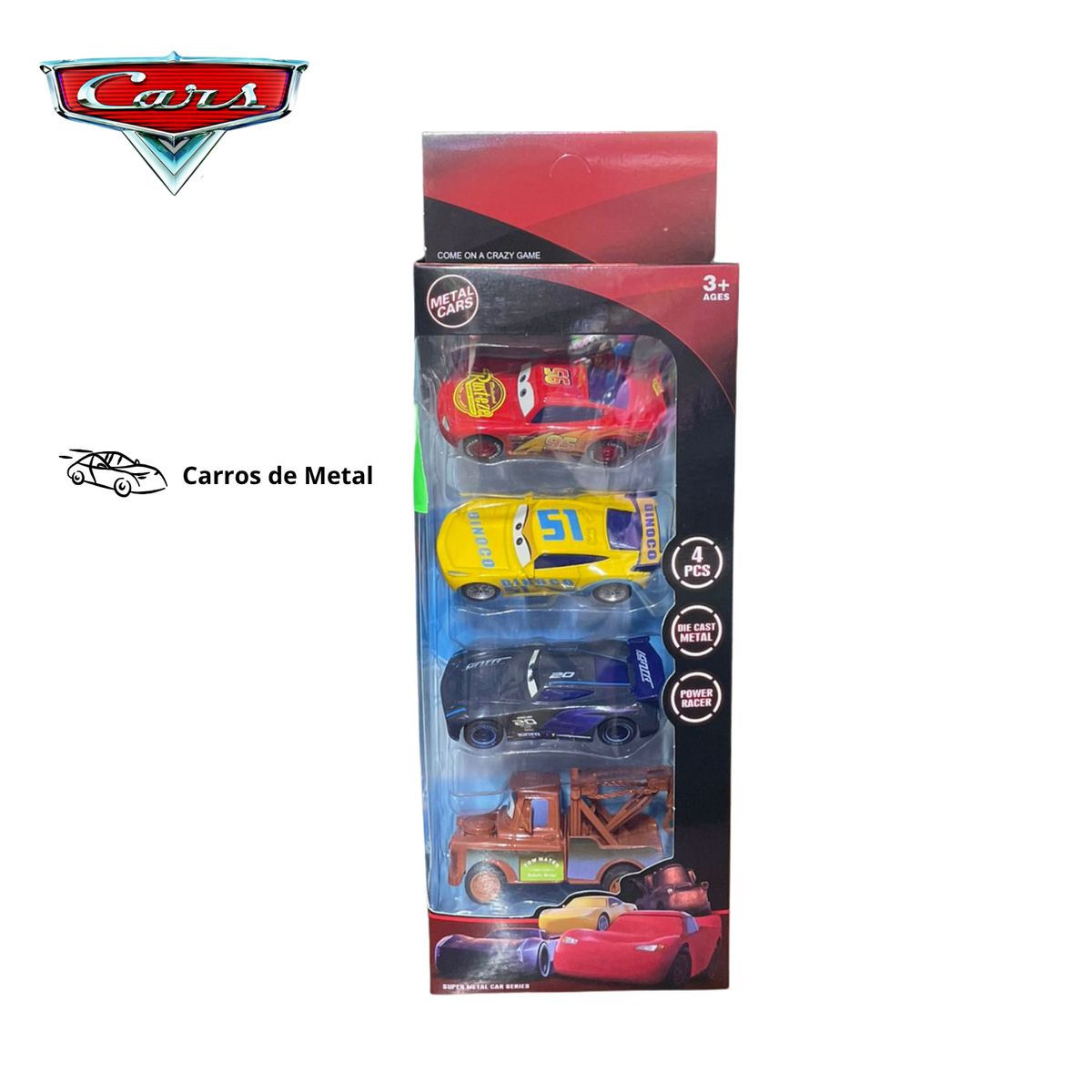 GENERICO - CARS DE METAL X4 PERSONAJES