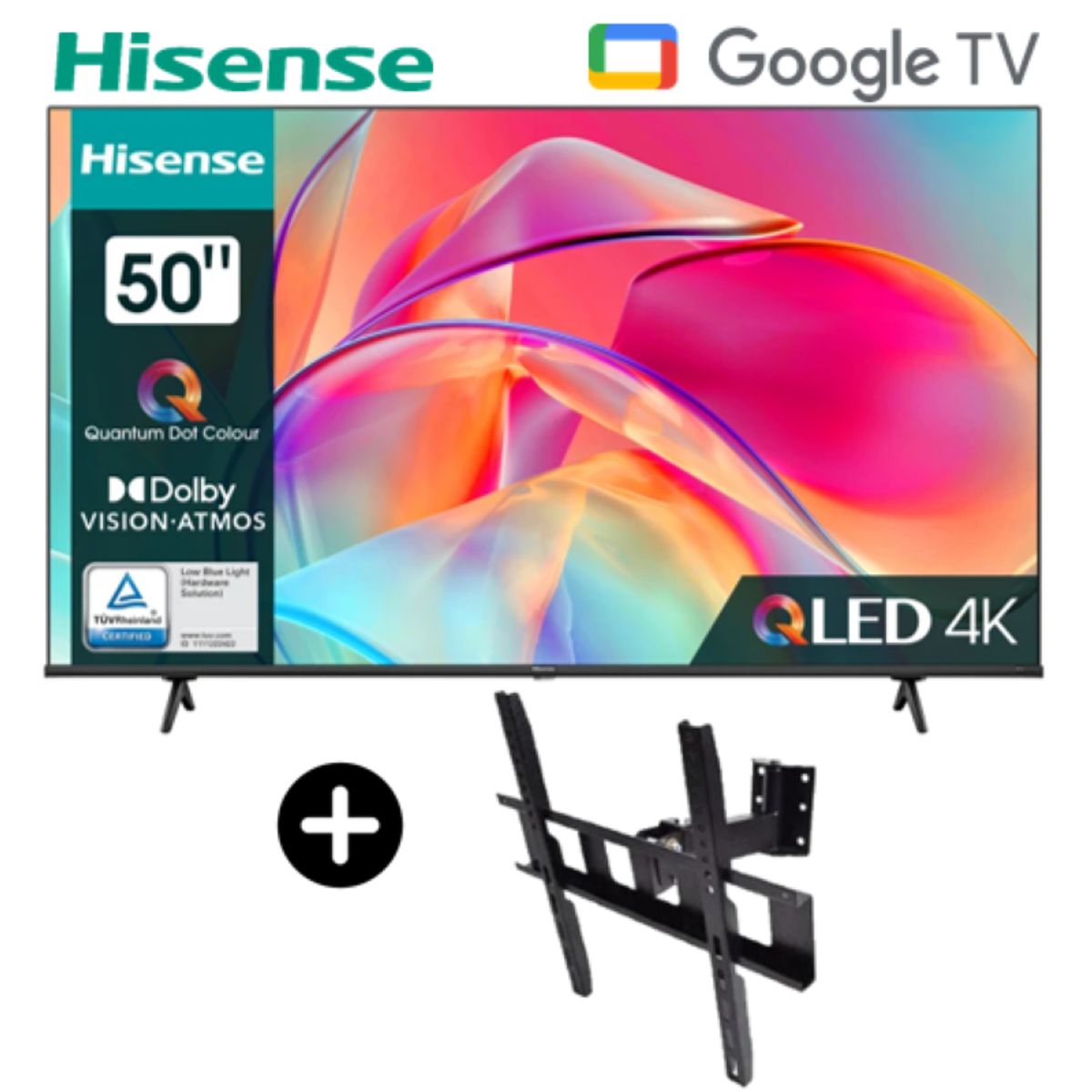 HISENSE - TV Hisense QLED 50 UHD 4K 50Q6N Google TV 2024 + Rack de 1 brazo