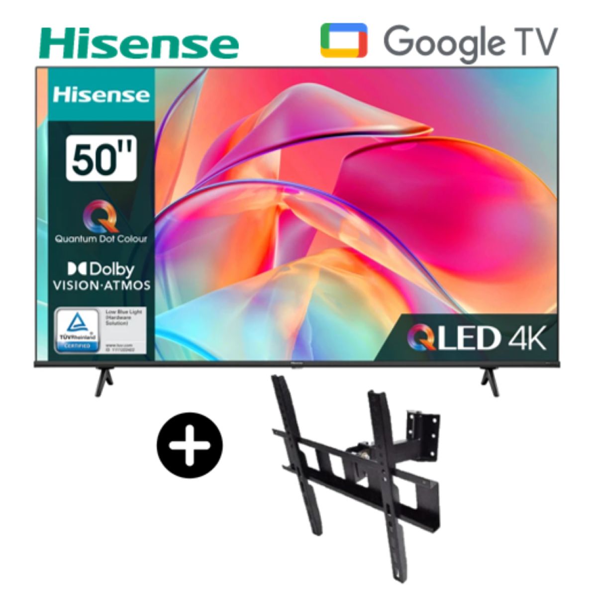 HISENSE - TV Hisense QLED 50 UHD 4K 50Q6N Google TV 2024 + Rack de 1 brazo