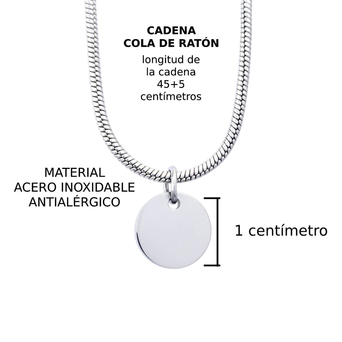 GENERICO - Collar Cadena Inicial Letra A acero inoxidable antialérgico