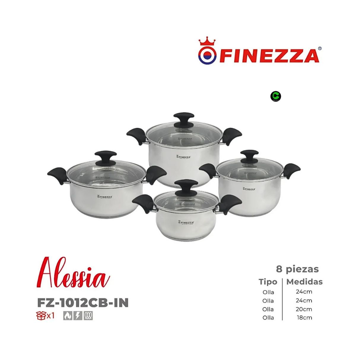 FINEZZA - Set de Ollas de Acero inoxidable Alessia FINEZZA FZ-1012CB-IN