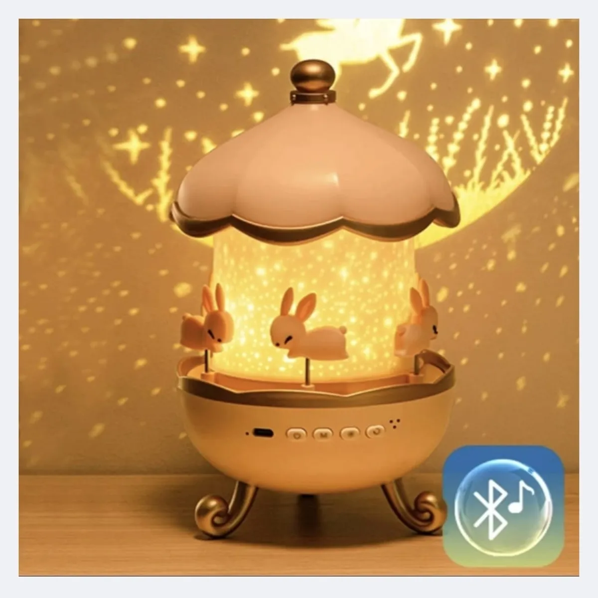 GENERICO - Lámparas de Carrusel Proyector Estrellas con Bluetooth con 6 Lámina