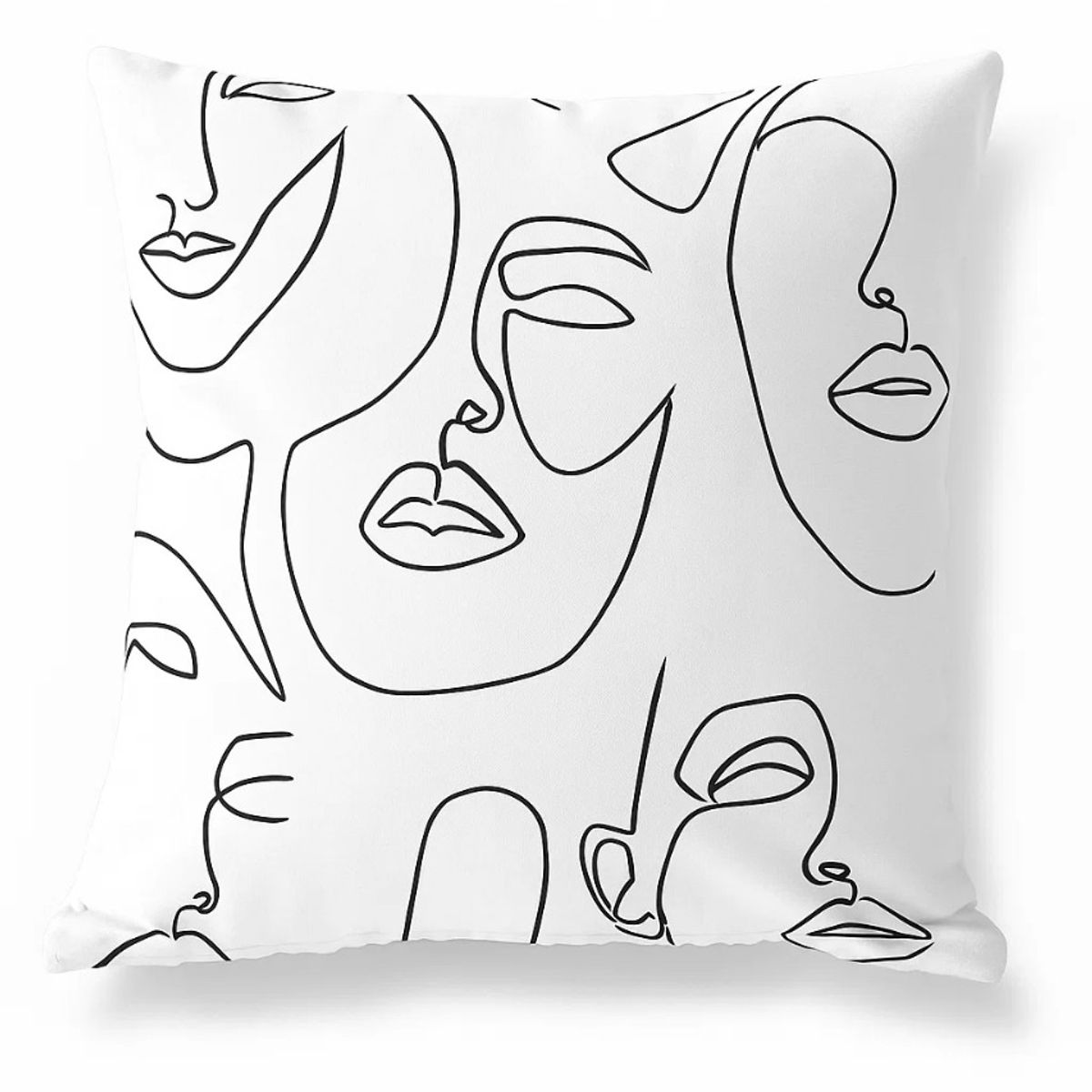 GENERICO - Funda Minimalista Home Caras Lazos Negros Sublimado 40 X 40 Cm