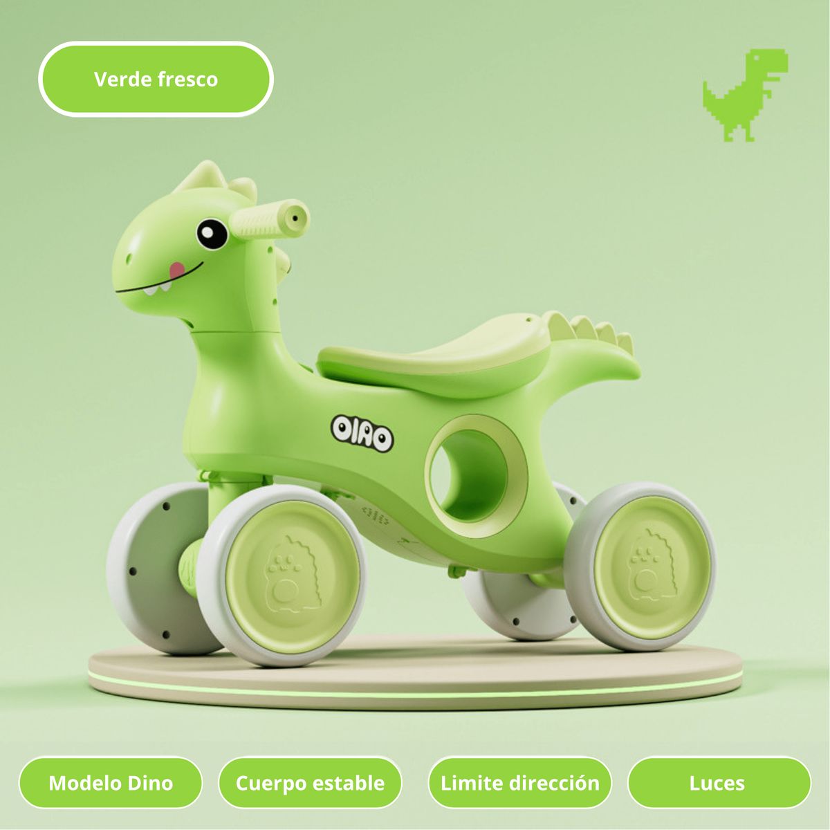 GENERICO - Carrito Equilibrio Dinosaurio Luces Infantil