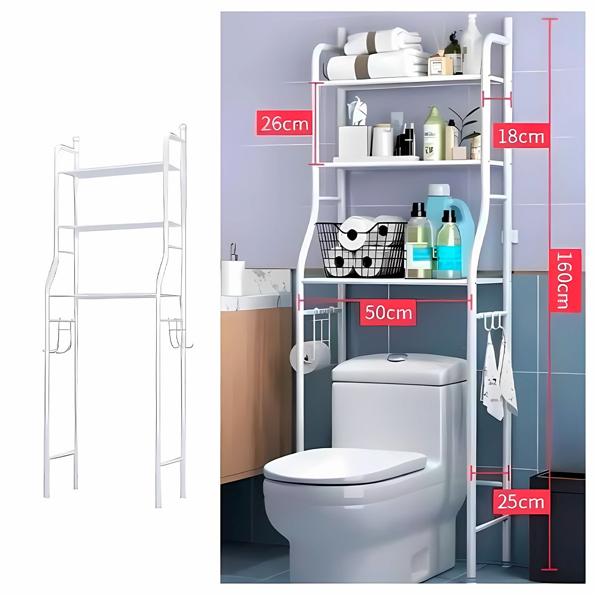 GENERICO - Estante de Baño 3 Niveles Blanco