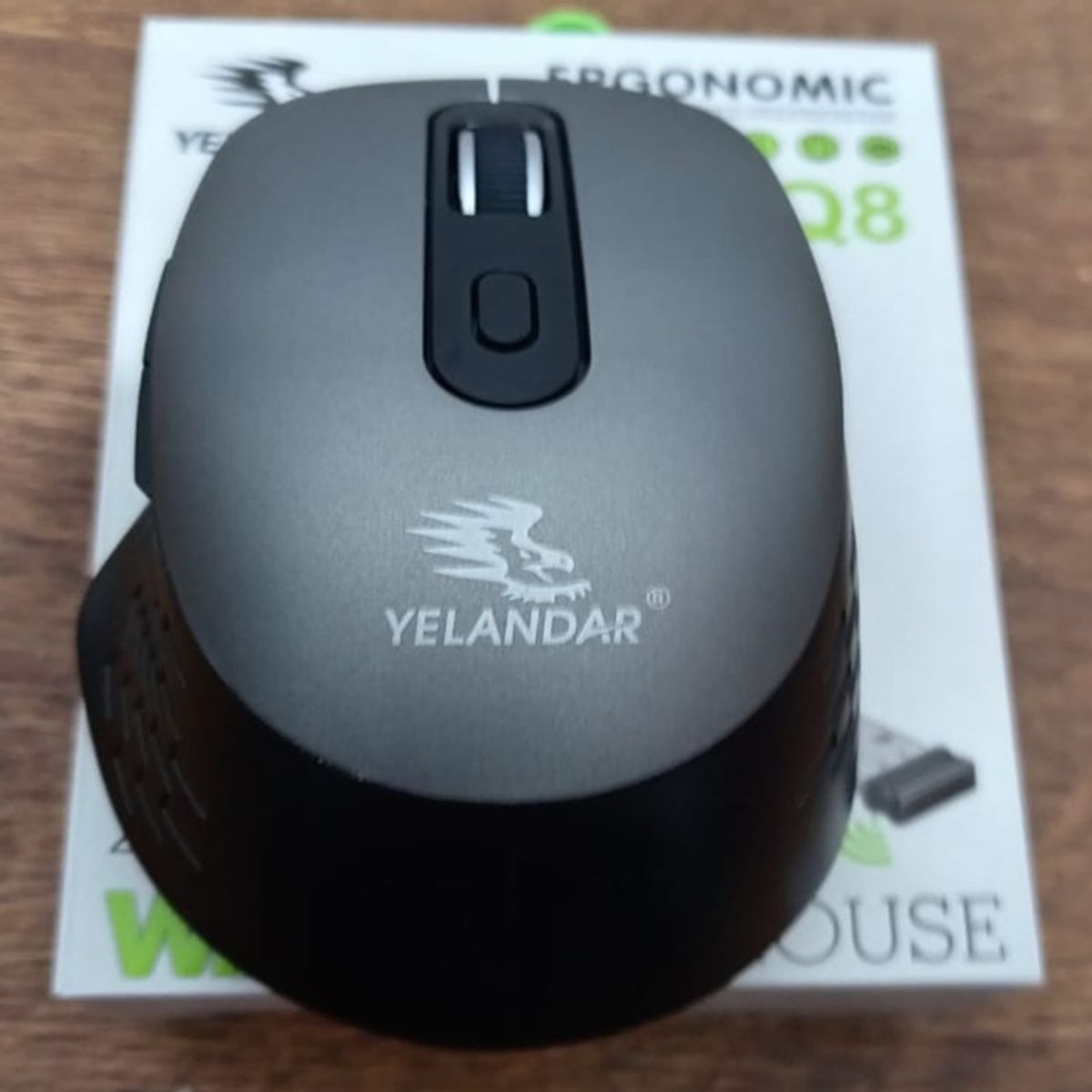 SEISA - Mouse Recargable Inalambrico Ergonomico  Silencioso yelandar Q8 GRIS