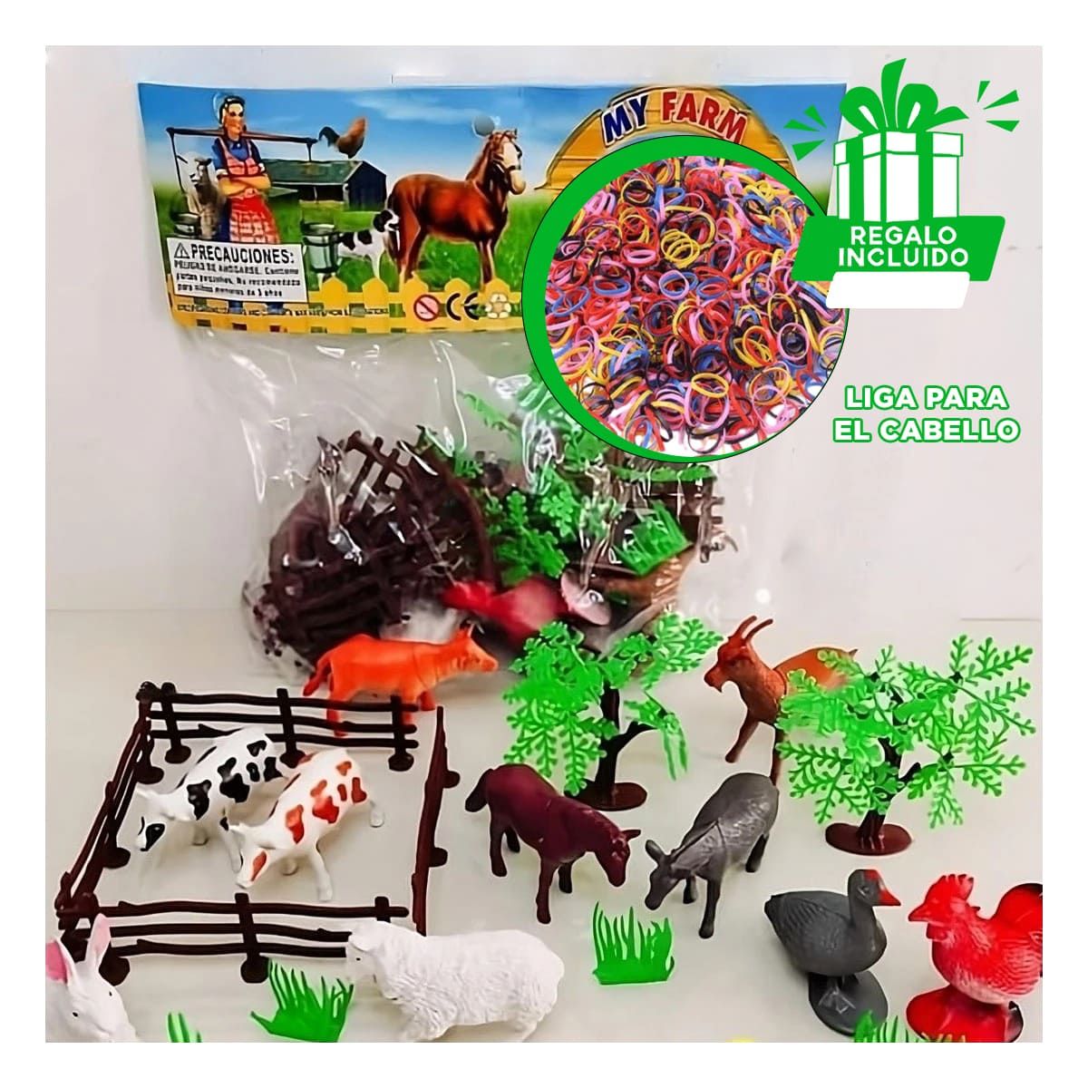 GENERICO - Pack12 Juego de Animales con Plantas Y+Ligas de Regalo