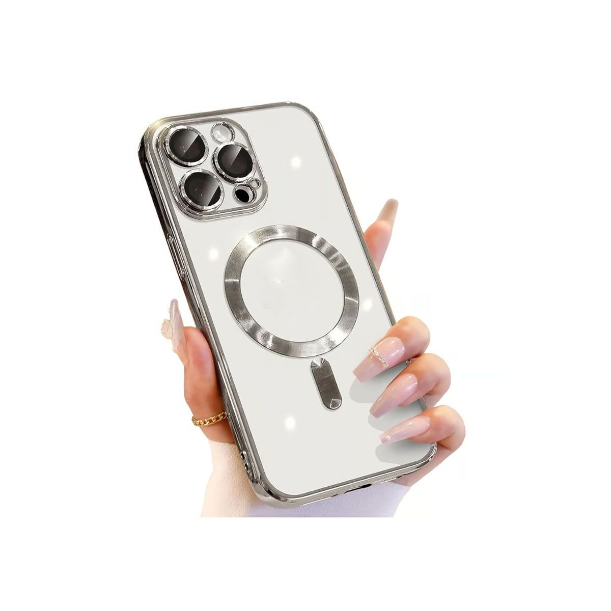 GENERICO - Case Magsafe para iPhone 13 Pro Max plateado