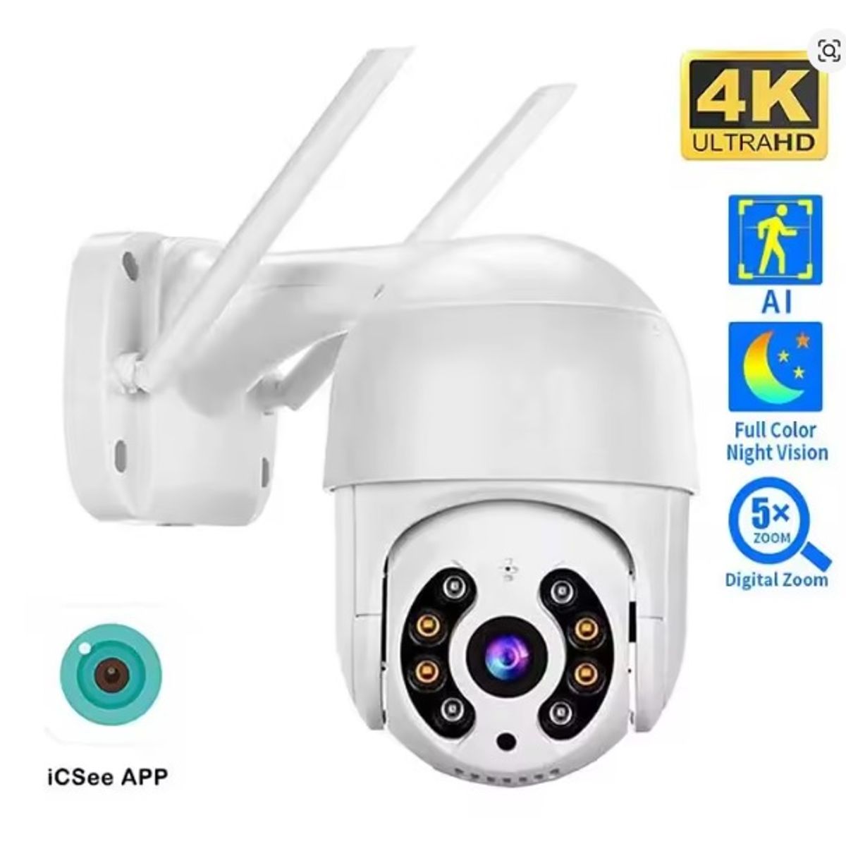 GENERICO - CAMARA DE SEGURIDAD VIGILANCIA 4K CHIP4G IP WIFI SENSOR DE MOVIMIENTO