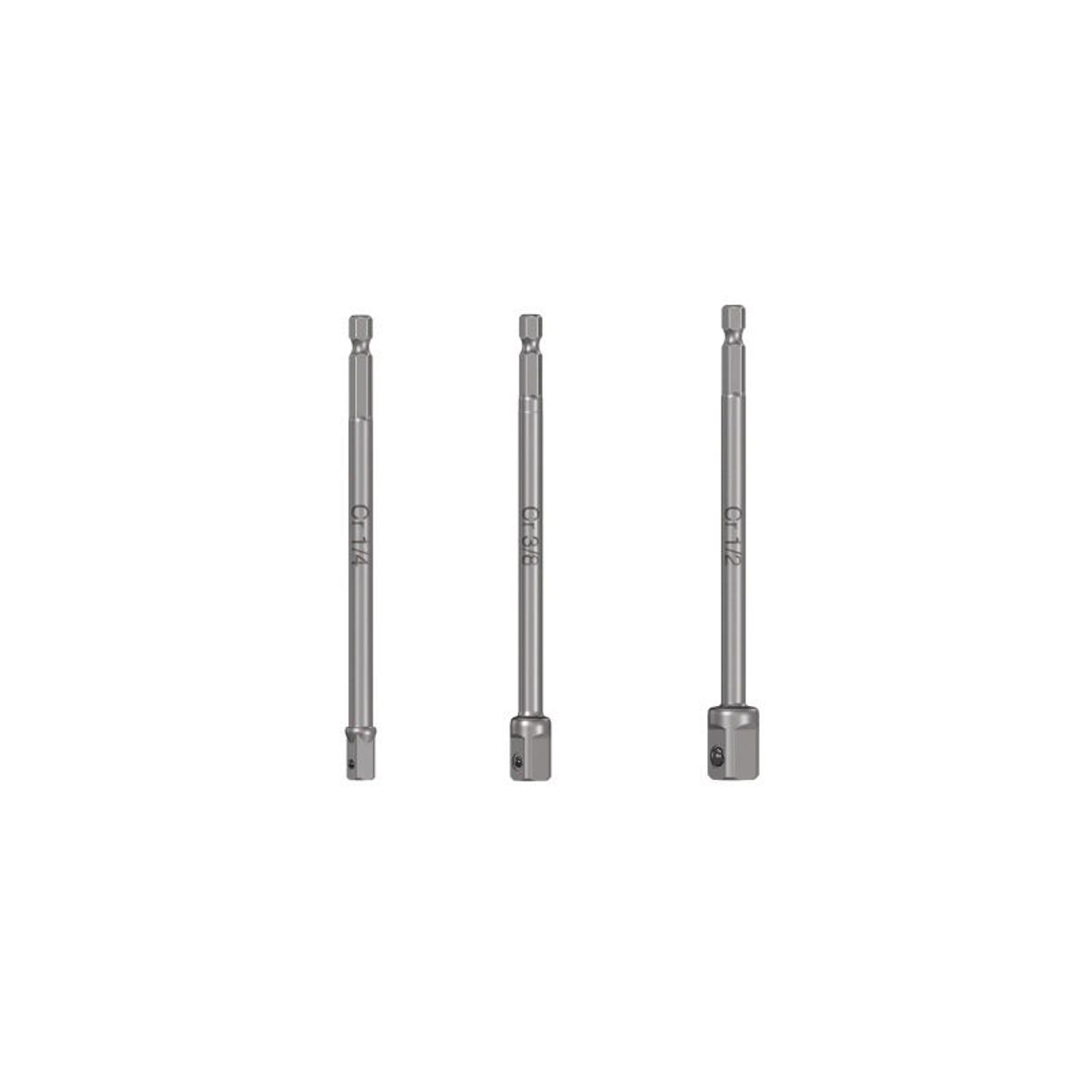 Truper - Juego de 3 adaptadores largos para dados de 14 38 y 12 - 19599