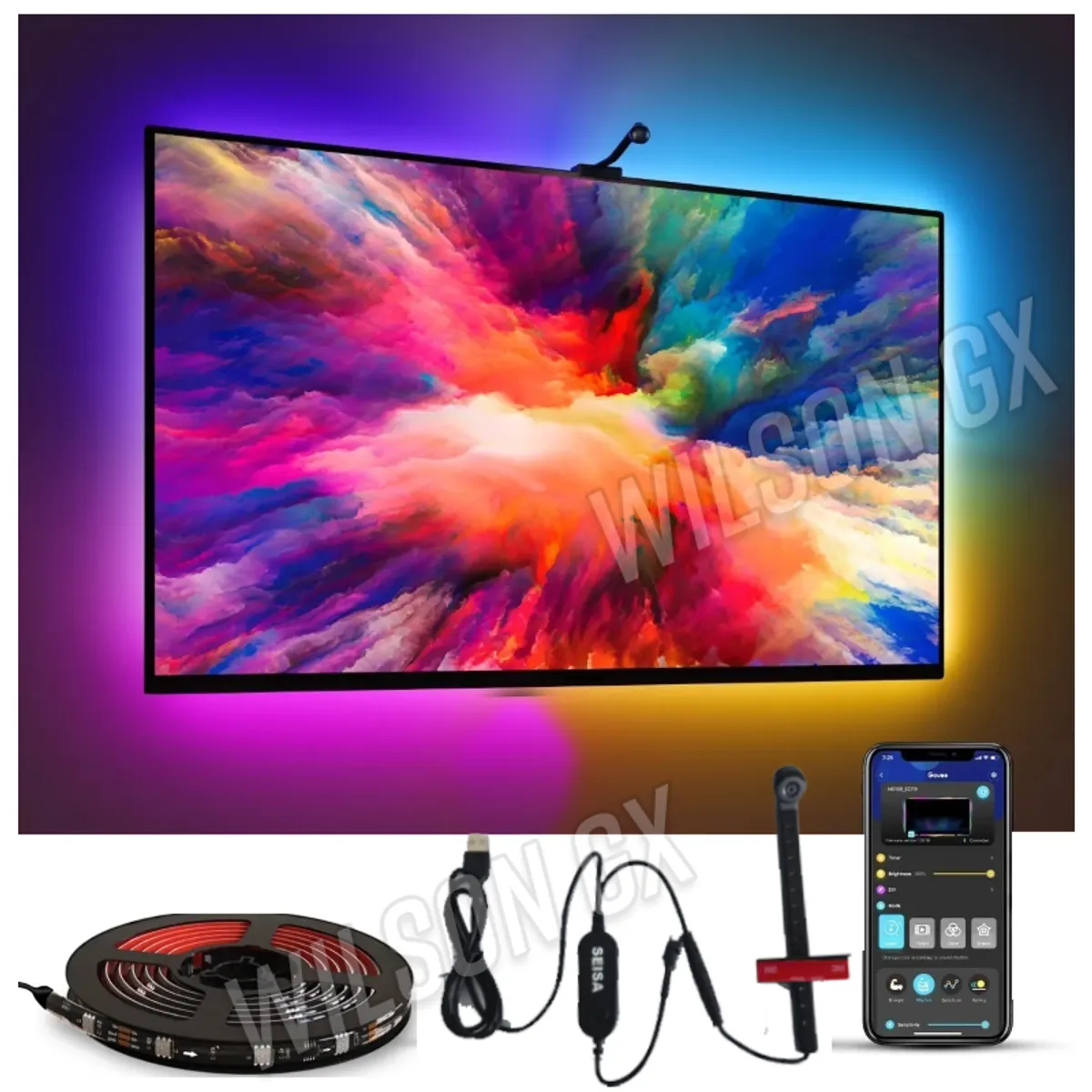 GENERICO - Tira Led Inteligente + Camara Sensor Cinta Luces RGB TV Monitor